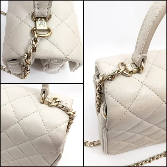 ✨️Authentic Chanel Citizen Chic Top Handle Bag Quilted Lambskin Mini ivory - Picture 9 of 16